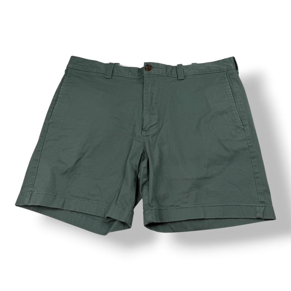 J.Crew Mens 7 Inch Inseam Stretch Chino‎ Shorts Dark Green Olive Size 36